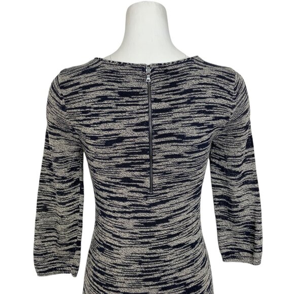 Alice + Olivia Textured Sweater Dress S Blue Marled 3/4 Sleeve Mini Bodycon Fall - Picture 7 of 12